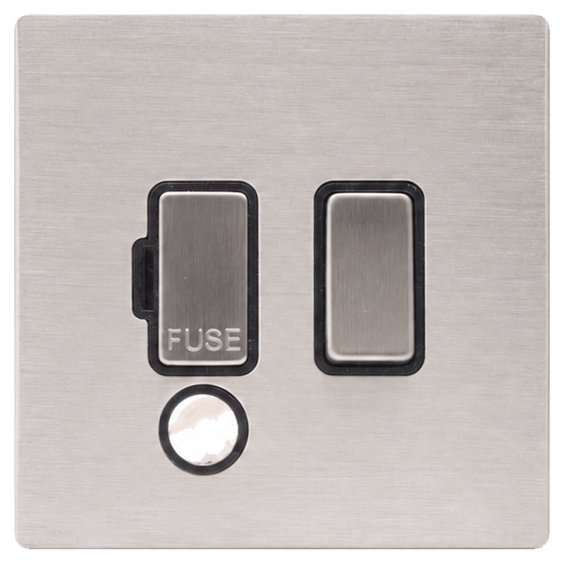 Hamilton 74CSPCSS-B Hartland CFX Satin Steel Effect 1 gang 13A Double Pole Fused Spur and Cable Outlet Satin Steel/Black