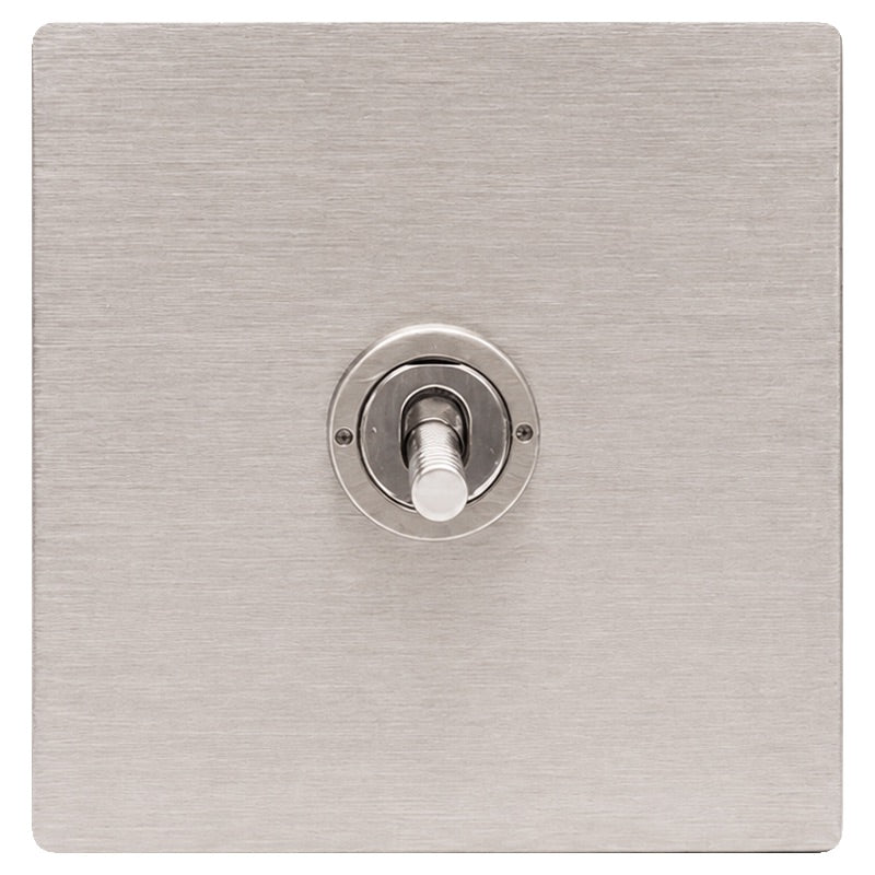 Hamilton 74CT21-3 Hartland CFX Satin Steel Effect 1 gang 20AX 2 Way FL Toggle Satin Steel c/w SS 3Line Toggle