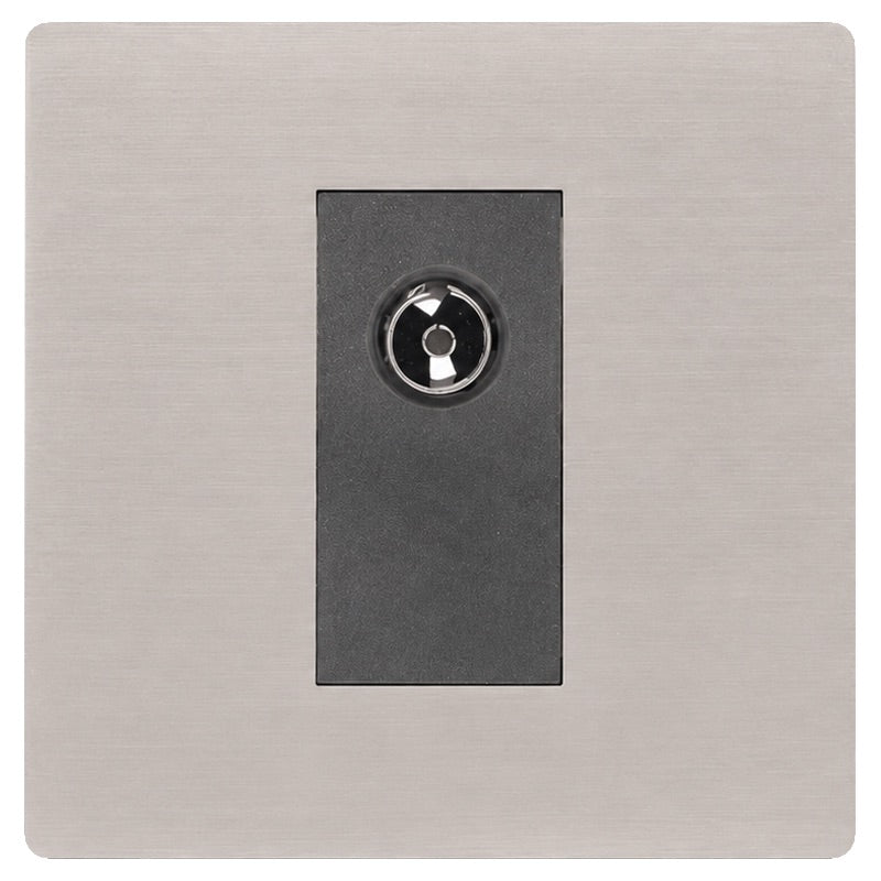 Hamilton 74CTVQG Hartland CFX Satin Steel Effect 1 gang Non-Isolated Television 1in/1out Quartz Grey