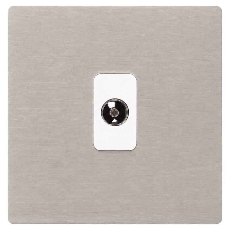Hamilton 74CTVW Hartland CFX Satin Steel Effect 1 gang Non-Isolated Television 1in/1out White