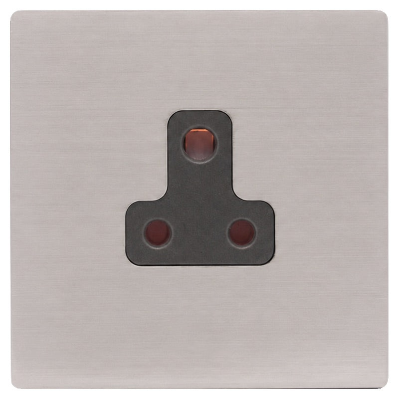 Hamilton 74CUS5QG Hartland CFX Satin Steel Effect 1 gang 5A Unswitched Socket Quartz Grey