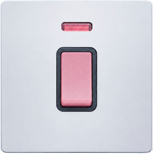 Hamilton 77C45NB Hartland CFX Bright Chrome 1 gang 45A Double Pole Rocker and Neon Red/Black