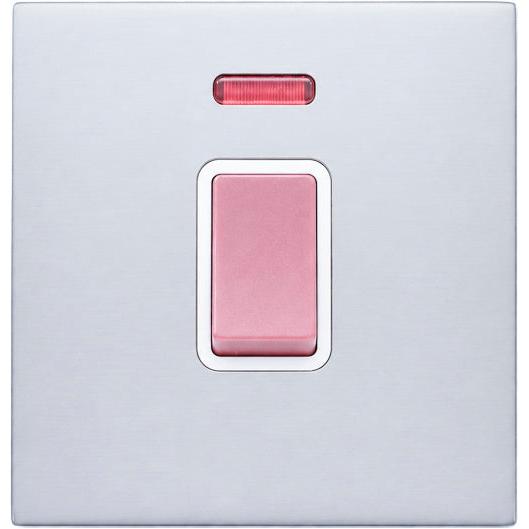 Hamilton 77C45NW Hartland CFX Bright Chrome 1 gang 45A Double Pole Rocker and Neon Red/White