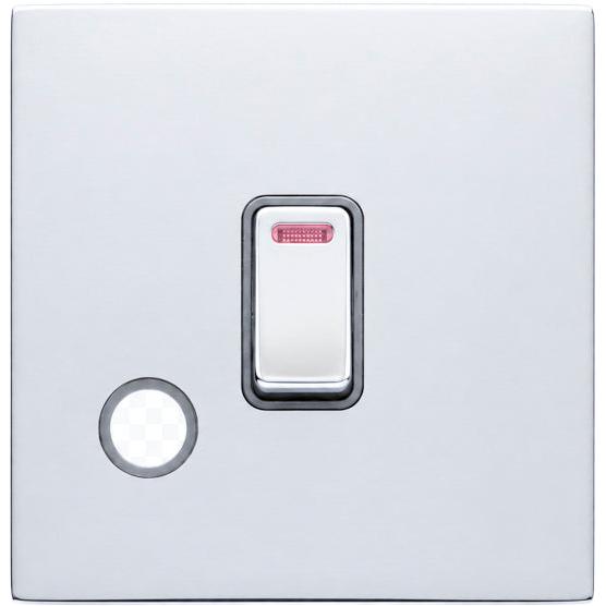 Hamilton 77CDPNCBC-QG Hartland CFX Bright Chrome 1 gang 20AX Double Pole Rocker and Neon and Cable Outlet Bright Chrome/Quartz Grey