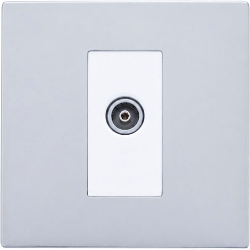 Hamilton 77CDTVFW Hartland CFX Bright Chrome 1 gang Non-Isolated TV (Female) (DAB Compatible) White