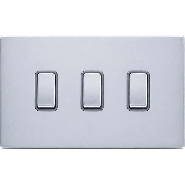 Hamilton 77CR232BC-QG Hartland CFX Bright Chrome 3 gang 20AX 2 Way FL Rocker Bright Chrome/Quartz Grey