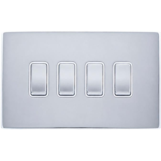 Hamilton 77CR242BC-W Hartland CFX Bright Chrome 4 gang 20AX 2 Way Rocker Bright Chrome/White