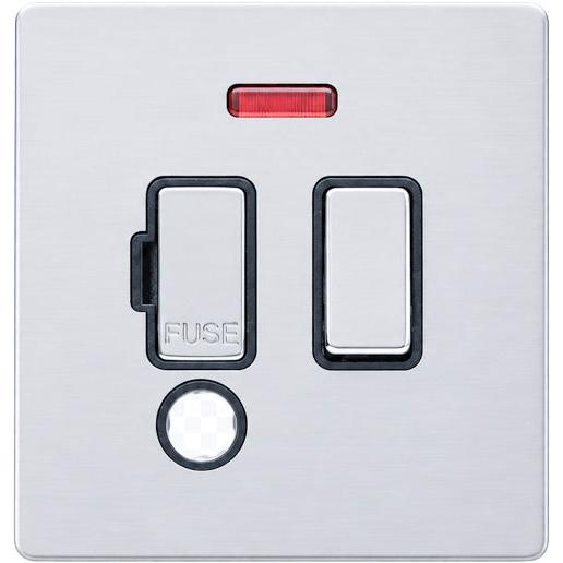Hamilton 77CSPNCBC-B Hartland CFX Bright Chrome 1 gang 13A Double Pole Fused Spur and Neon & Cable Outlet Bright Chrome/Black