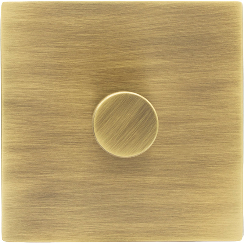 Hamilton 79C1XLEDITB250-3 Hartland CFX Antique Brass 1g 250W LED 2 Way Push On/Off Rotary Dimmer Antique Brass c/w AB 3Line Knob