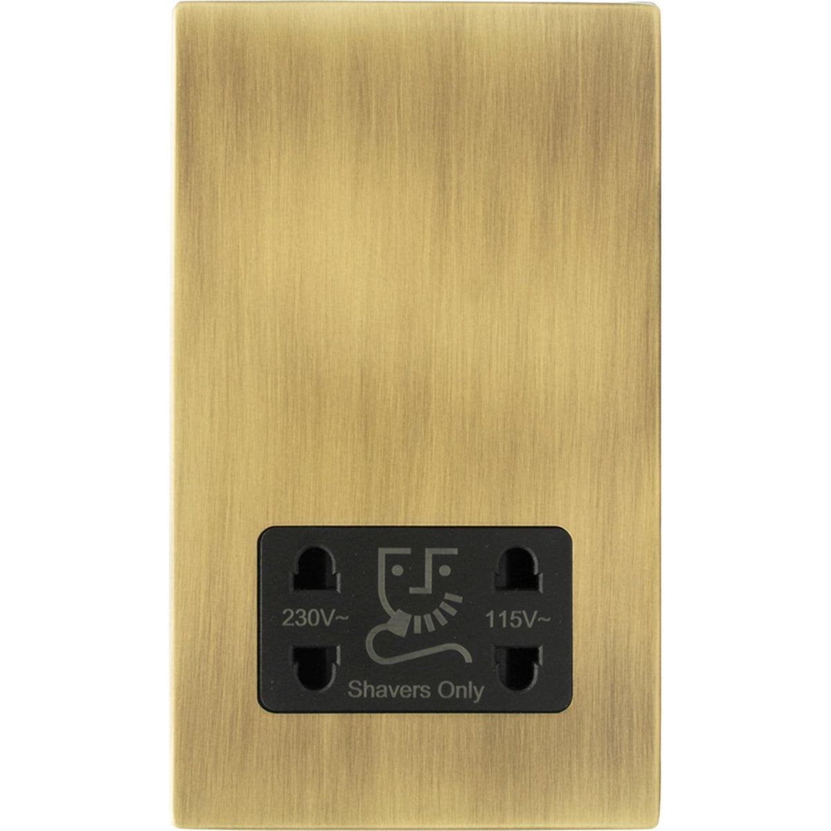 Hamilton 79CSHSB Hartland CFX Antique Brass Shaver Dual Voltage Unswitched Socket (Vertically Mounted) Black