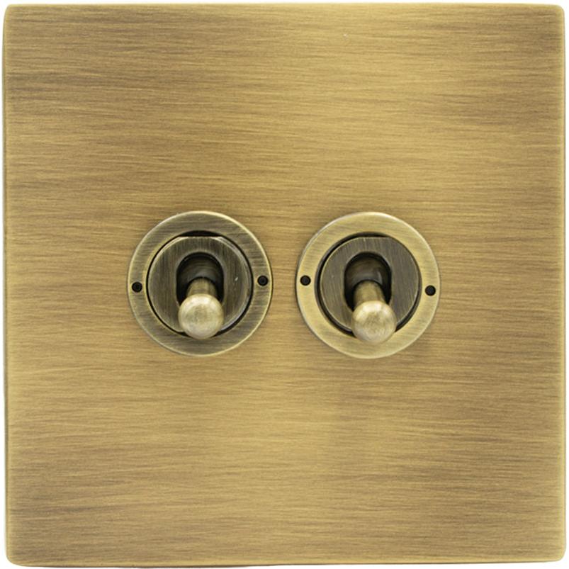 Hamilton 79CT22-C Hartland CFX Antique Brass 2 gang 20AX 2 Way Toggle Antique Brass c/w AB Classic Toggle