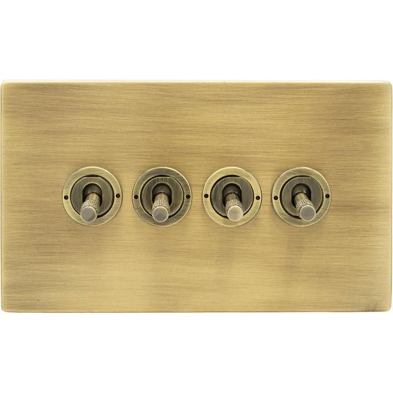 Hamilton 79CT24-K Hartland CFX Antique Brass 4 gang 20AX 2 Way Toggle Antique Brass c/w AB Knurled Toggle