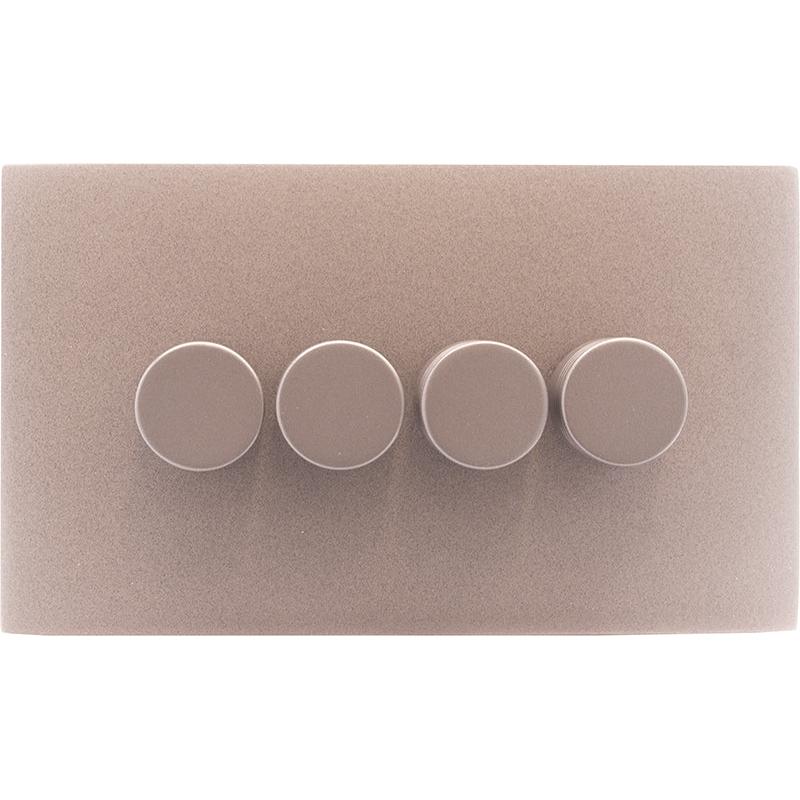 Hamilton 7BGC4XLEDITB250-3 Hartland CFX Bassalt Gray 4g 250W LED 2 Way Push On/Off Rotary Dimmer Bassalt Gray per gang c/w BG 3Line Knob
