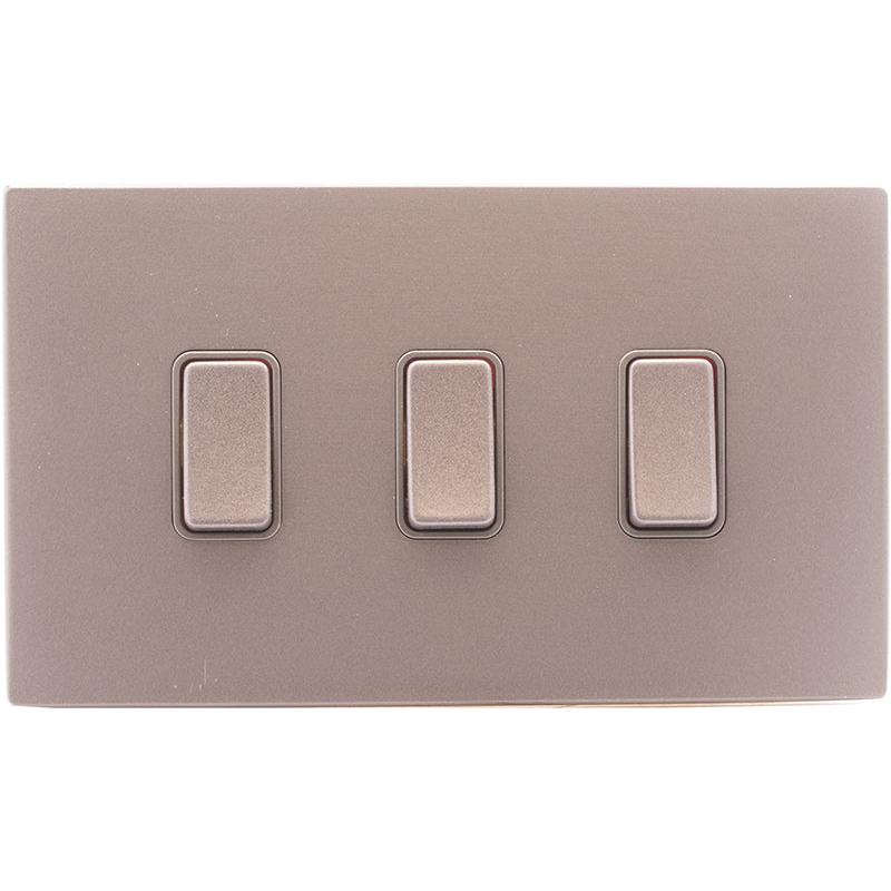 Hamilton 7BGCR232BG-QG Hartland CFX Bassalt Gray 3 gang 20AX 2 Way FL Rocker Bassalt Gray/Quartz Grey