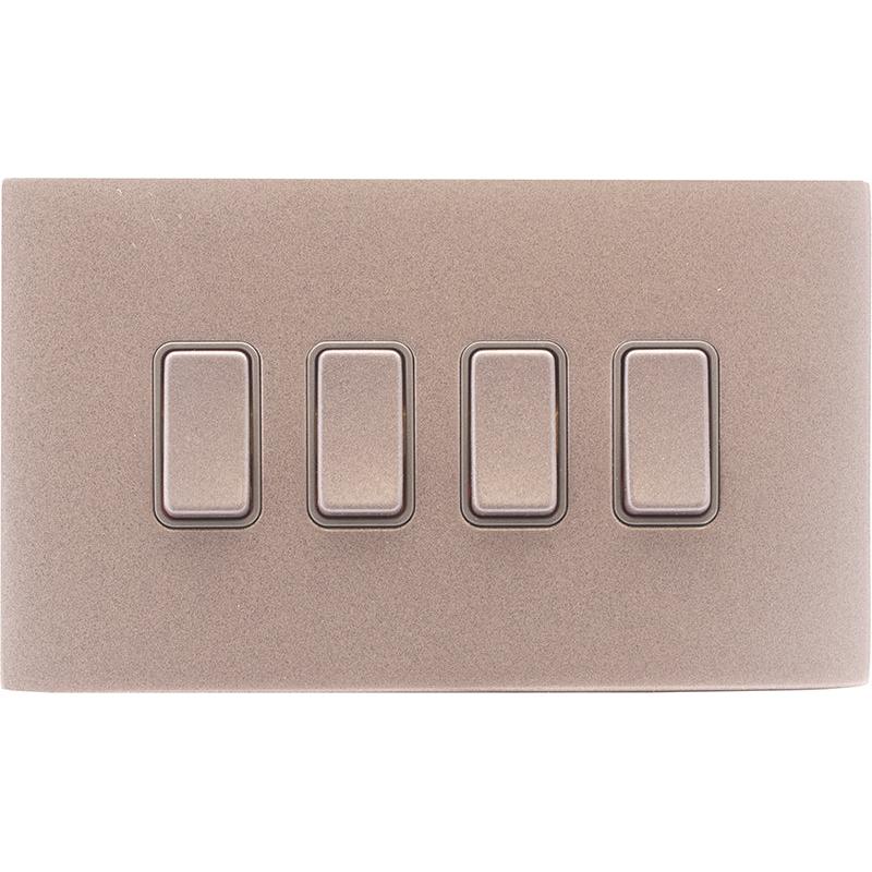 Hamilton 7BGCR242BG-QG Hartland CFX Bassalt Gray 4 gang 20AX 2 Way FL Rocker Bassalt Gray/Quartz Grey