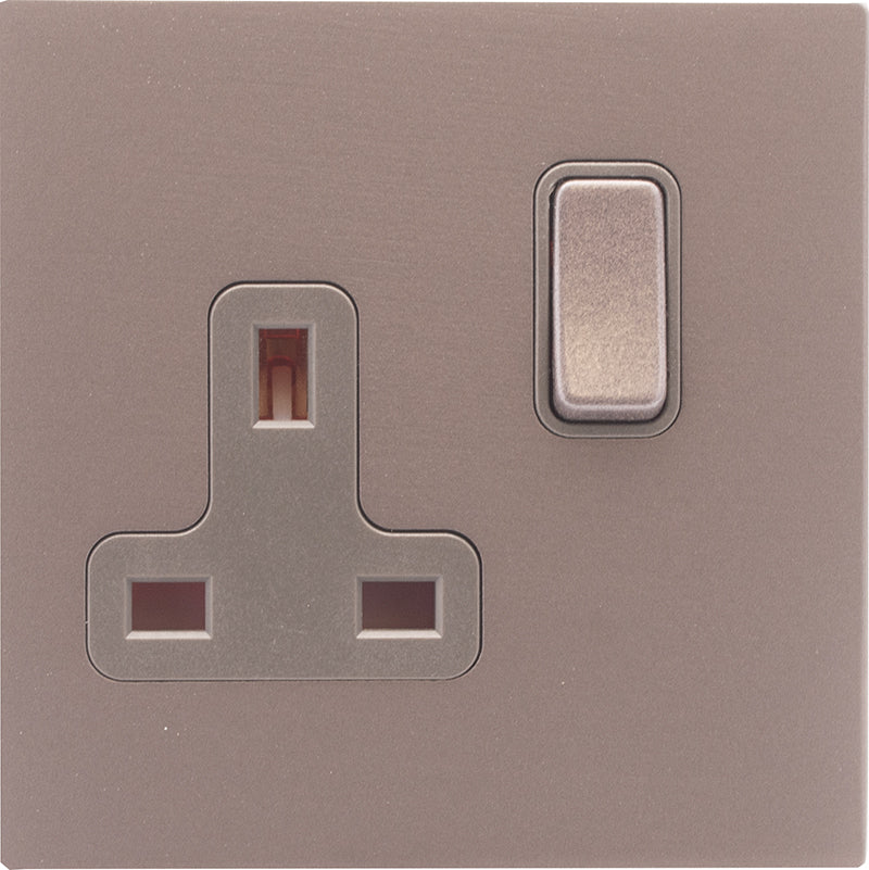 Hamilton 7BGCSS1BG-QG Hartland CFX Basalt Gray 1 gang 13A Double Pole Switched Socket Basalt Gray/Quartz Grey