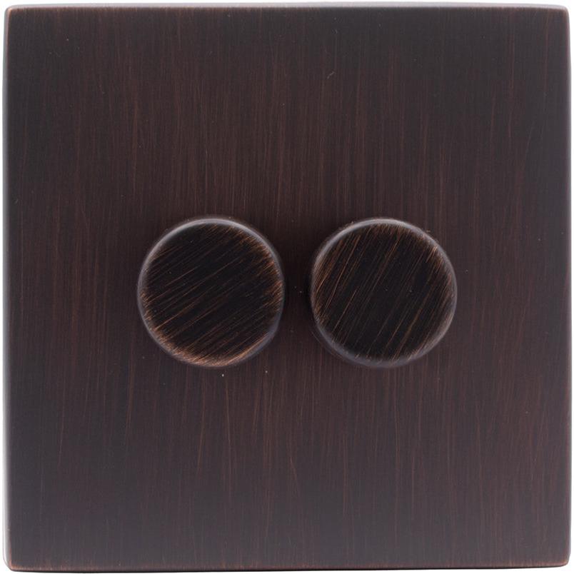 Hamilton 7EBC2XLEDITB250-C Hartland CFX Etrium Bronze 2g 250W LED 2 Way Push On/Off Rotary Dimmer Etrium Bronze per gang c/w EB Classic Knob