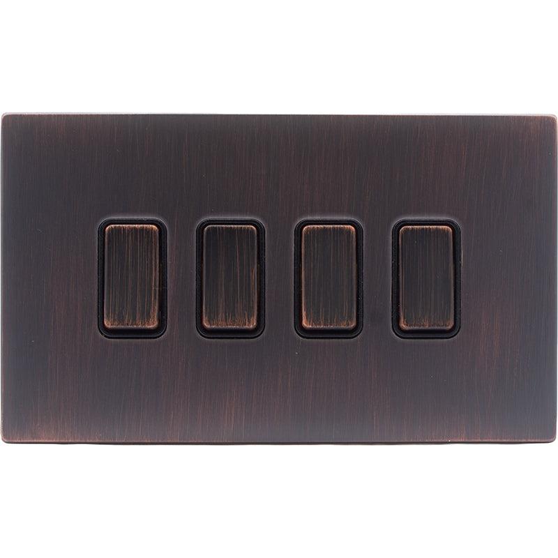 Hamilton 7EBCR242EB-B Hartland CFX Etrium Bronze 4 gang 20AX 2 Way Rocker Etrium Bronze/Black