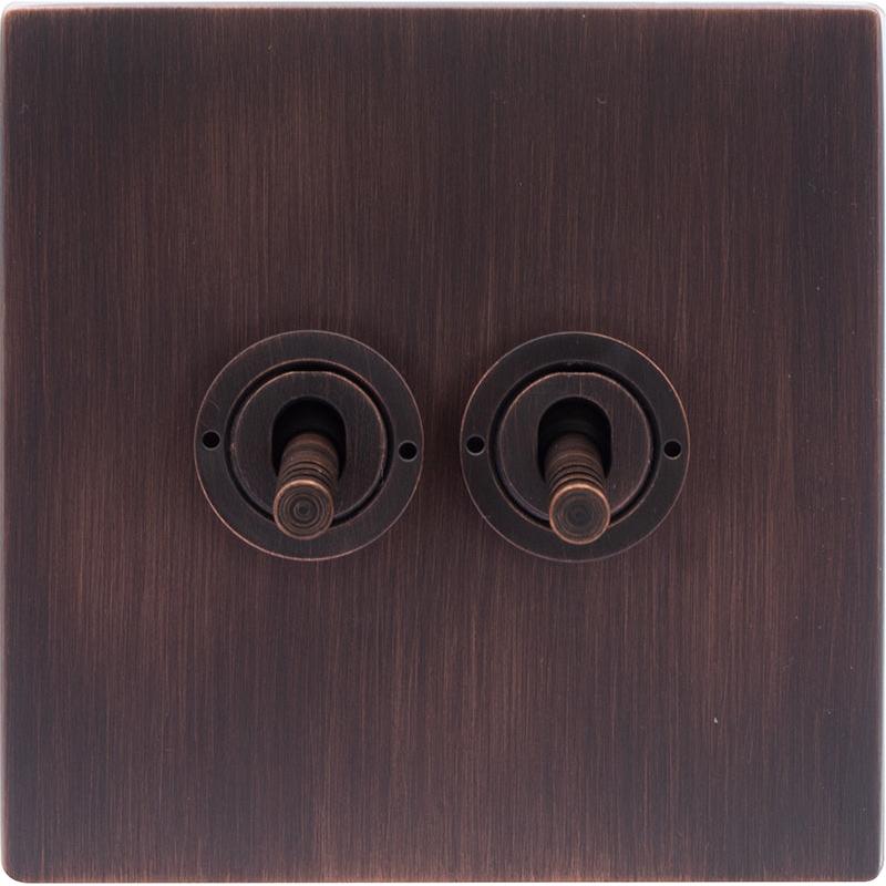 Hamilton 7EBCT22-3 Hartland CFX Etrium Bronze 2 gang 20AX 2 Way Toggle Etrium Bronze c/w EB 3Line Toggle