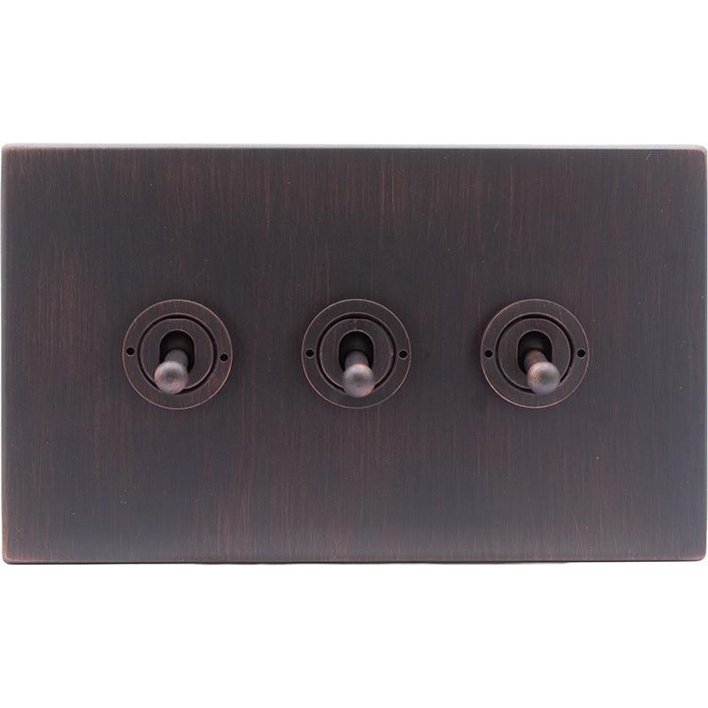 Hamilton 7EBCT23-C Hartland CFX Etrium Bronze 3 gang 20AX 2 Way Toggle Etrium Bronze c/w EB Classic Toggle