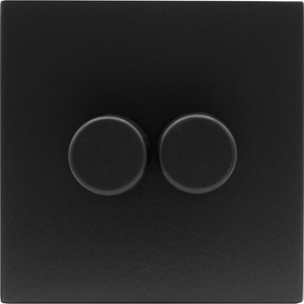 Hamilton 7MBC2XLEDITB250-C Hartland CFX Matt Black 2g 250W LED 2 Way Push On/Off Rotary Dimmer Matt Black per gang c/w BL Classic Knob