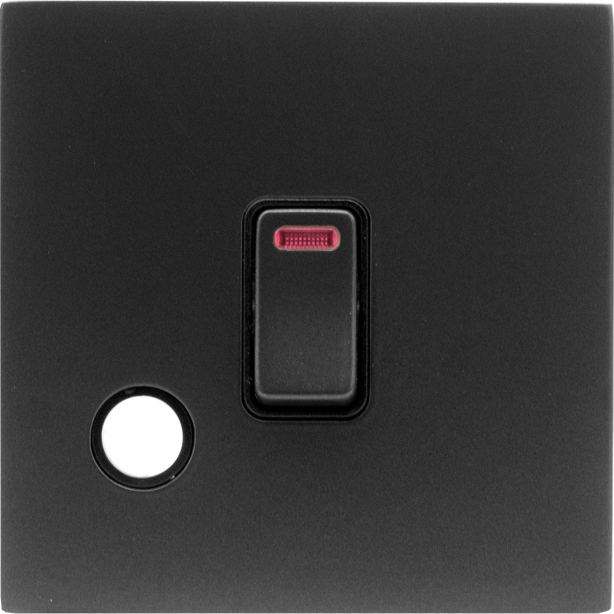 Hamilton 7MBCDPNCBL-B Hartland CFX Matt Black 1 gang 20AX Double Pole Rocker and Neon and Cable Outlet Matt Black/Black