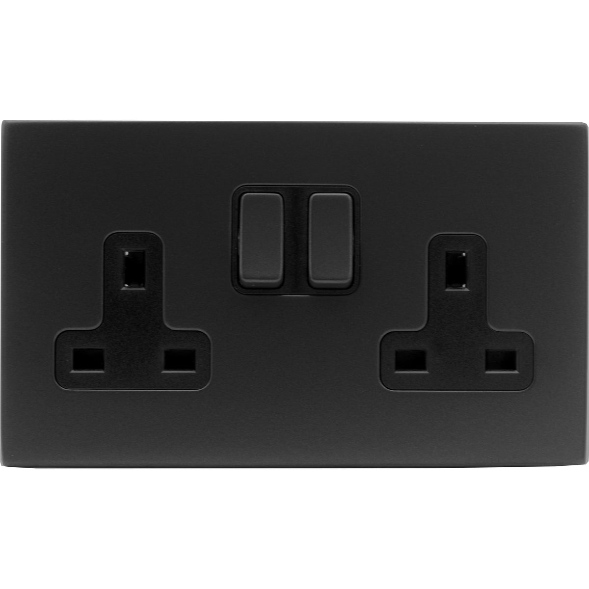 Hamilton 7MBCSS2BL-B Hartland CFX Matt Black 2 gang 13A Double Pole Switched Socket Matt Black/Black