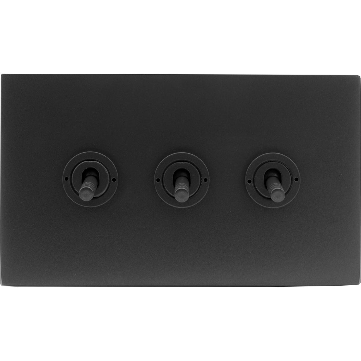 Hamilton 7MBCT23-3 Hartland CFX Matt Black 3 gang 20AX 2 Way Toggle Matt Black c/w MB 3Line Toggle
