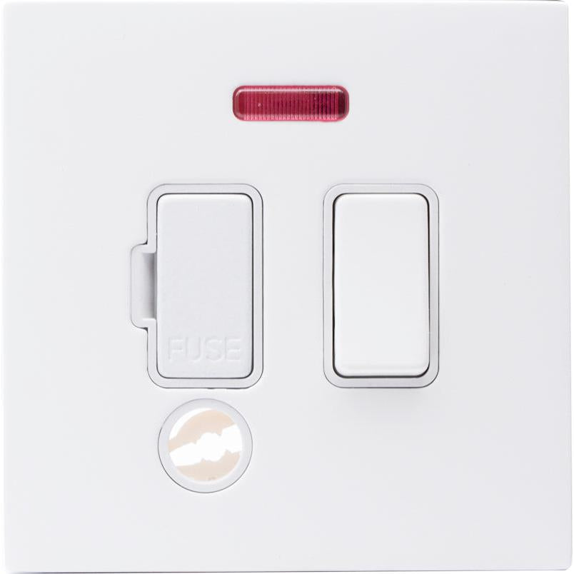 Hamilton 7MWCSPNCWH-W Hartland CFX Matt White 1 gang 13A Double Pole Fused Spur and Neon & Cable Outlet Matt White/White