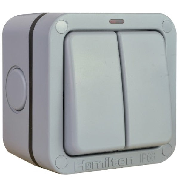 Hamilton ELMR22 IP66 2 Gang 2 Way Neon Switch