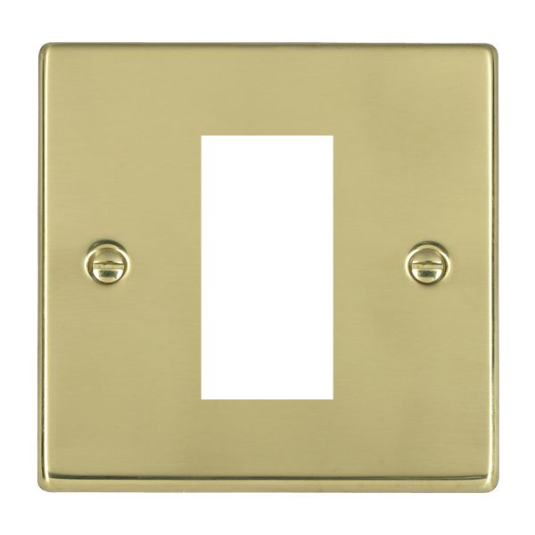 Hartland 71EURO1 1 gang EuroFix 25x50mm Apertured Plate with Grid Polished Brass
