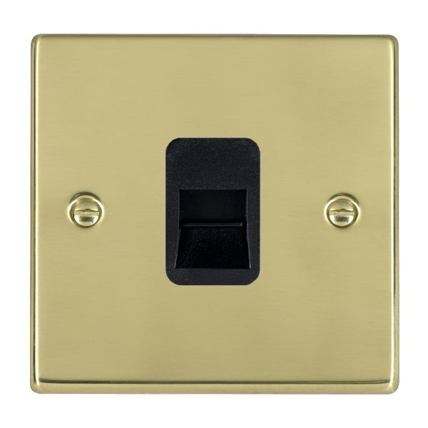 Hartland 71TCSB 1 gang Telephone Slave Polished Brass with Black Inserts