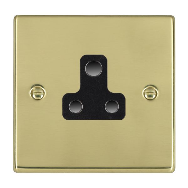 Hartland 71US5B 1 gang 5A Unswitched Socket Polished Brass with Black Inserts