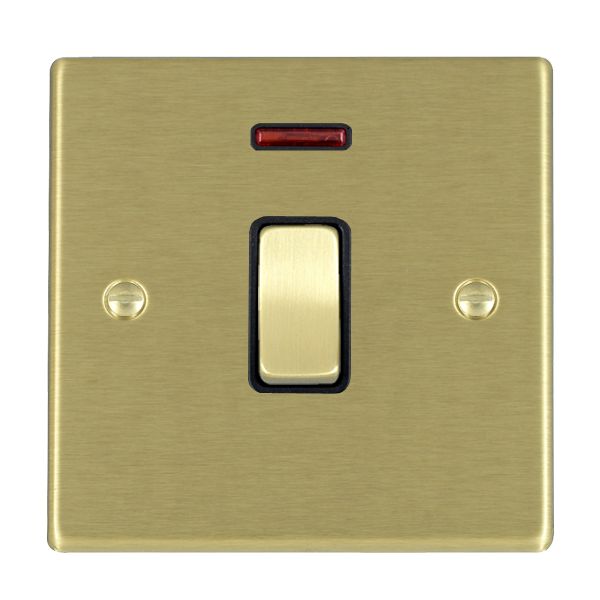 Hartland 72DPNSB-B 1 gang 20AX Double Pole Rocker + Neon Satin Brass with Satin Brass/Black Inserts