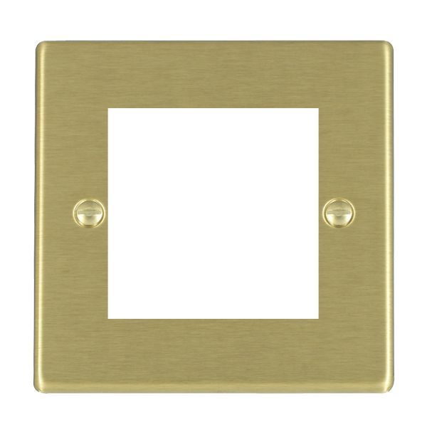 Hartland 72EURO2 2 gang EuroFix 50x50mm Apertured Plate with Grid Satin Brass