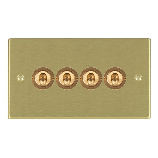 Hartland 72T24 4 gang 20AX 2 Way FL Toggle Satin Brass with Satin Brass Inserts