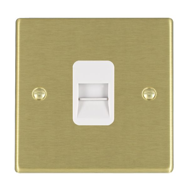 Hartland 72TCMW 1 gang Telephone Master Satin Brass with White Inserts