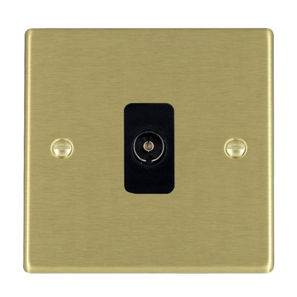 Hartland 72TVIB 1 gang Isolated TV 1in/1out Satin Brass with Black Inserts