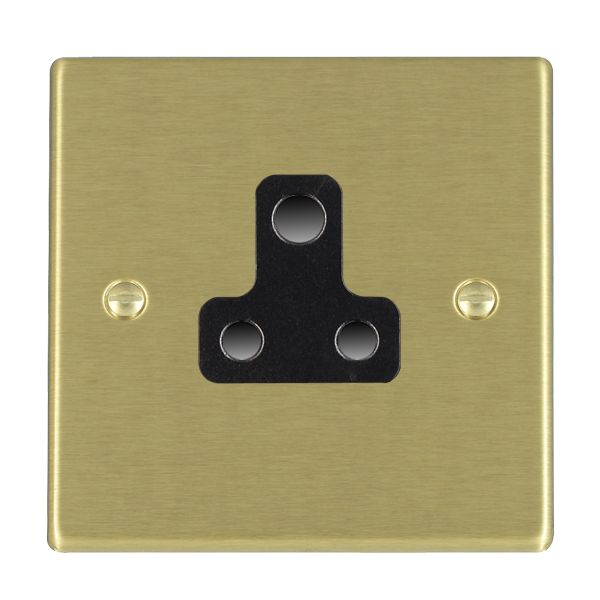 Hartland 72US5B 1 gang 5A Unswitched Socket Satin Brass with Black Inserts