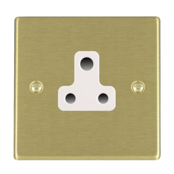 Hartland 72US5W 1 gang 5A Unswitched Socket Satin Brass with White Inserts