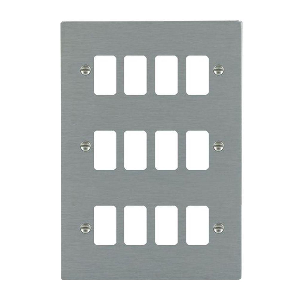 Hartland 7412GPFL 12 gang Grid Fix Front Loading Aperture Plate with Grid Satin Steel