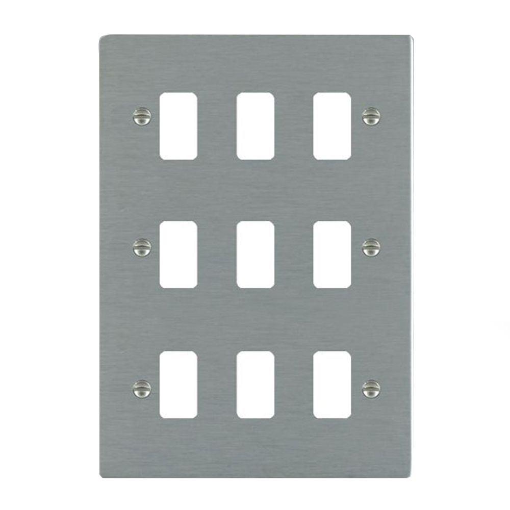 Hartland 749GPFL 9 gang Grid Fix Front Loading Aperture Plate with Grid Satin Steel