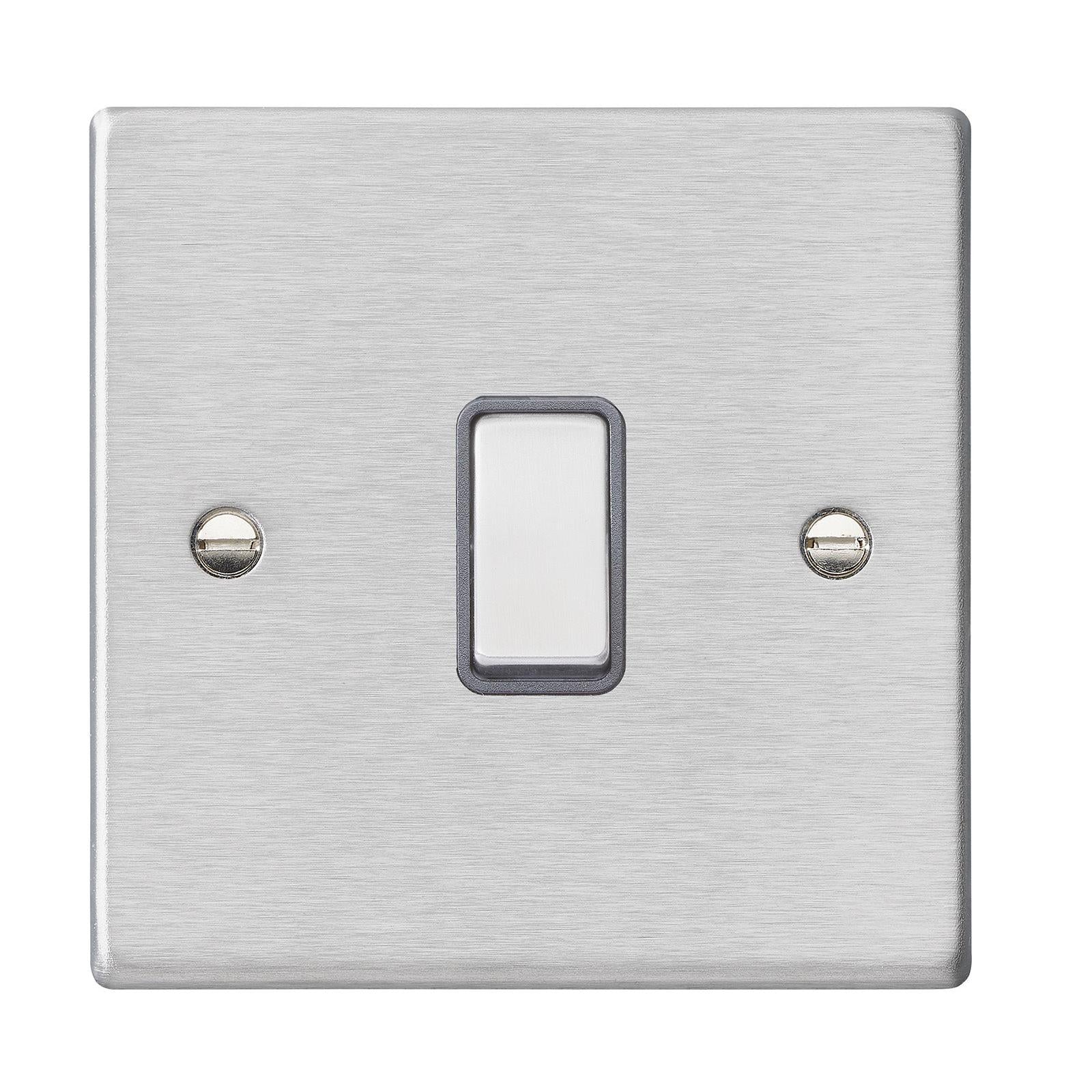 Hartland 74R31SS-QG 1 gang 10AX Intermediate Rocker Satin Steel with Satin Steel/Quartz Grey Inserts