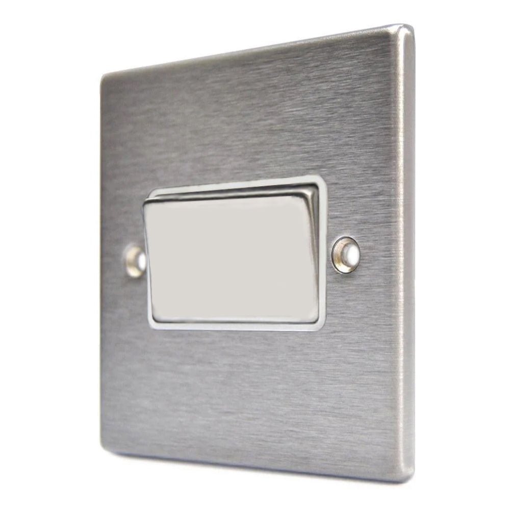 Hartland 74TPSS-W 1 gang 10A Triple Pole Rocker Satin Steel with Satin Steel/White Inserts