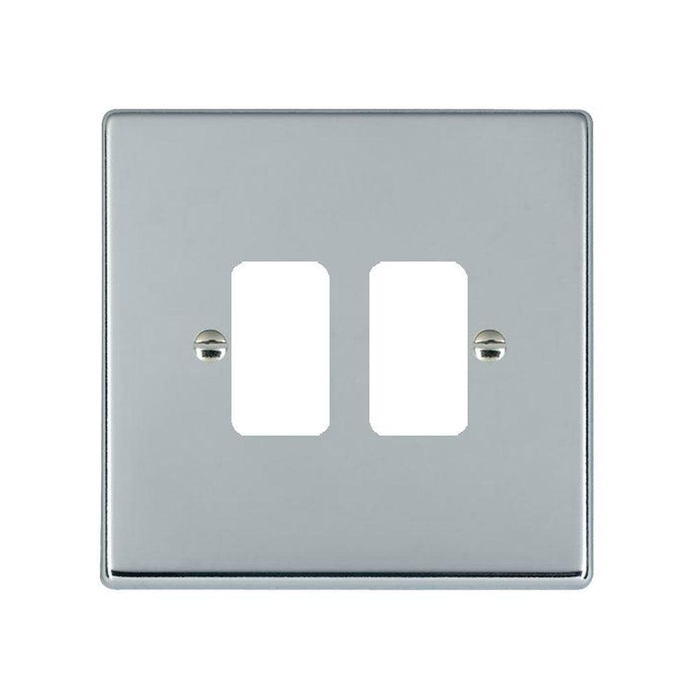 Hartland 772GPFL 2 gang Grid Fix Front Loading Aperture Plate with Grid Bright Chrome
