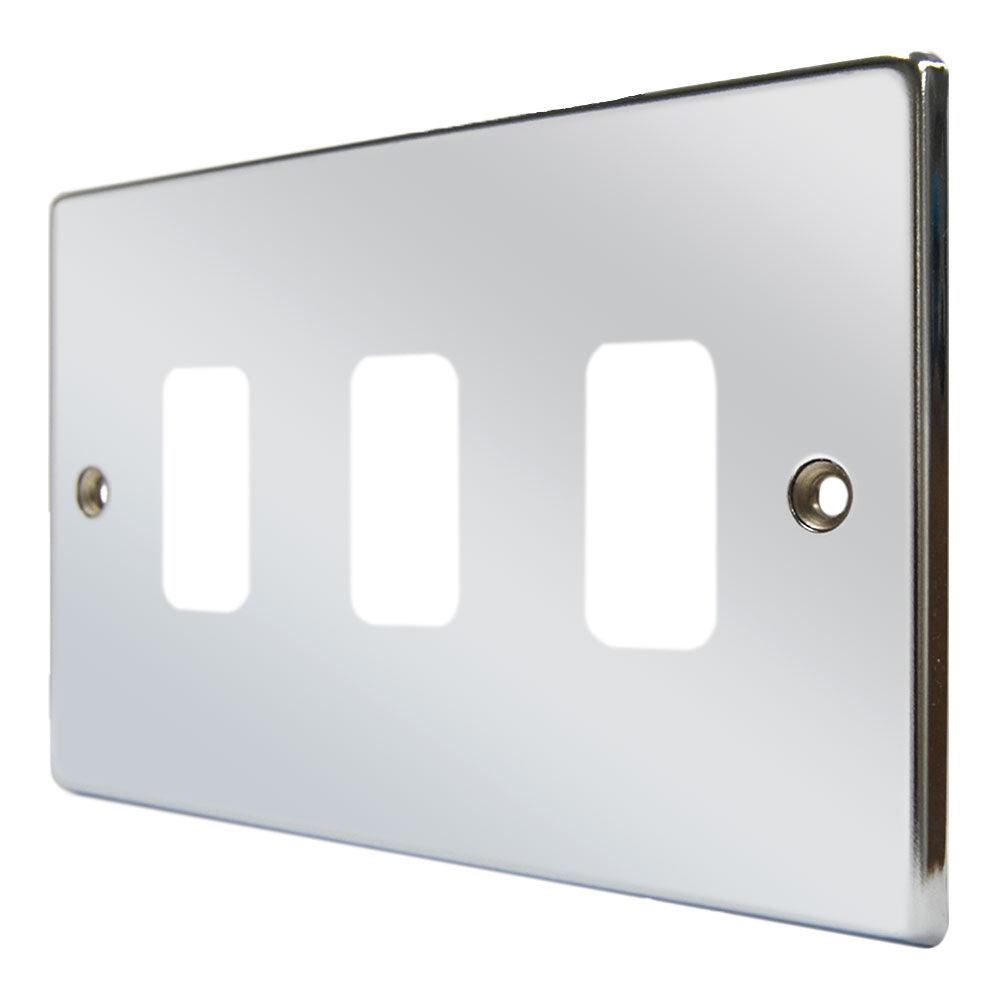 Hartland 773GPFL 3 gang Grid Fix Front Loading Aperture Plate with Grid Bright Chrome