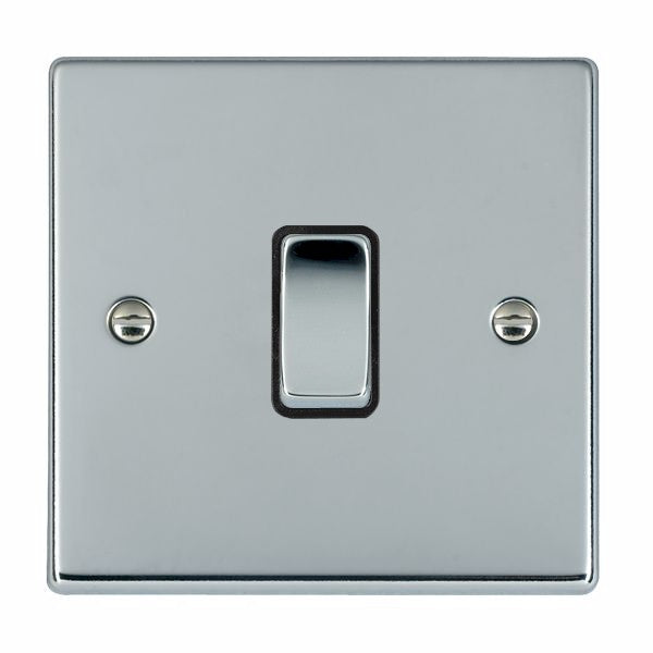 Hartland 77RRTBC-B 1 gang 10AX Push To Make Retractive Rocker Bright Chrome with Bright Chrome/Black Inserts