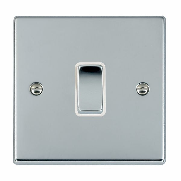 Hartland 77RRTBC-W 1 gang 10AX Push To Make Retractive Rocker Bright Chrome with Bright Chrome/White Inserts