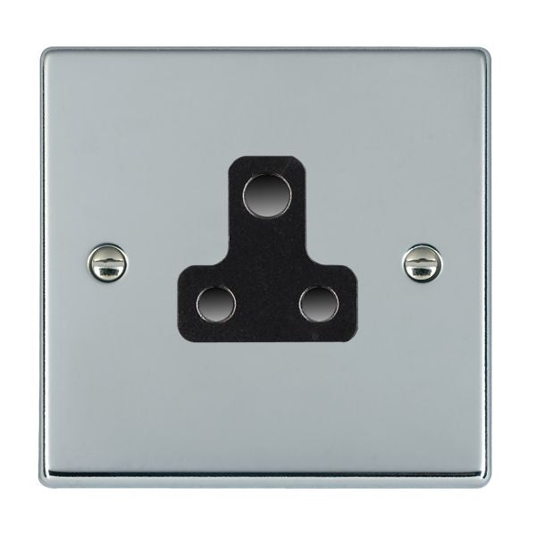 Hartland 77US5B 1 gang 5A Unswitched Socket Bright Chrome with Black Inserts