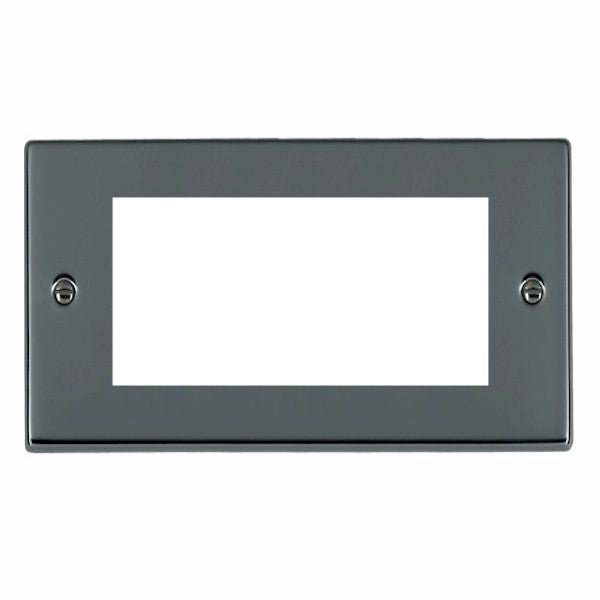 Hartland 78EURO4 4 gang EuroFix 100x50mm Apertured Plate with Grid Black Nickel